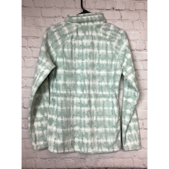 Eddie Bauer Aztec Tie-dye Women's Quarter Zip Fleece Pullover Green White, Sz M - Picture 4 of 6